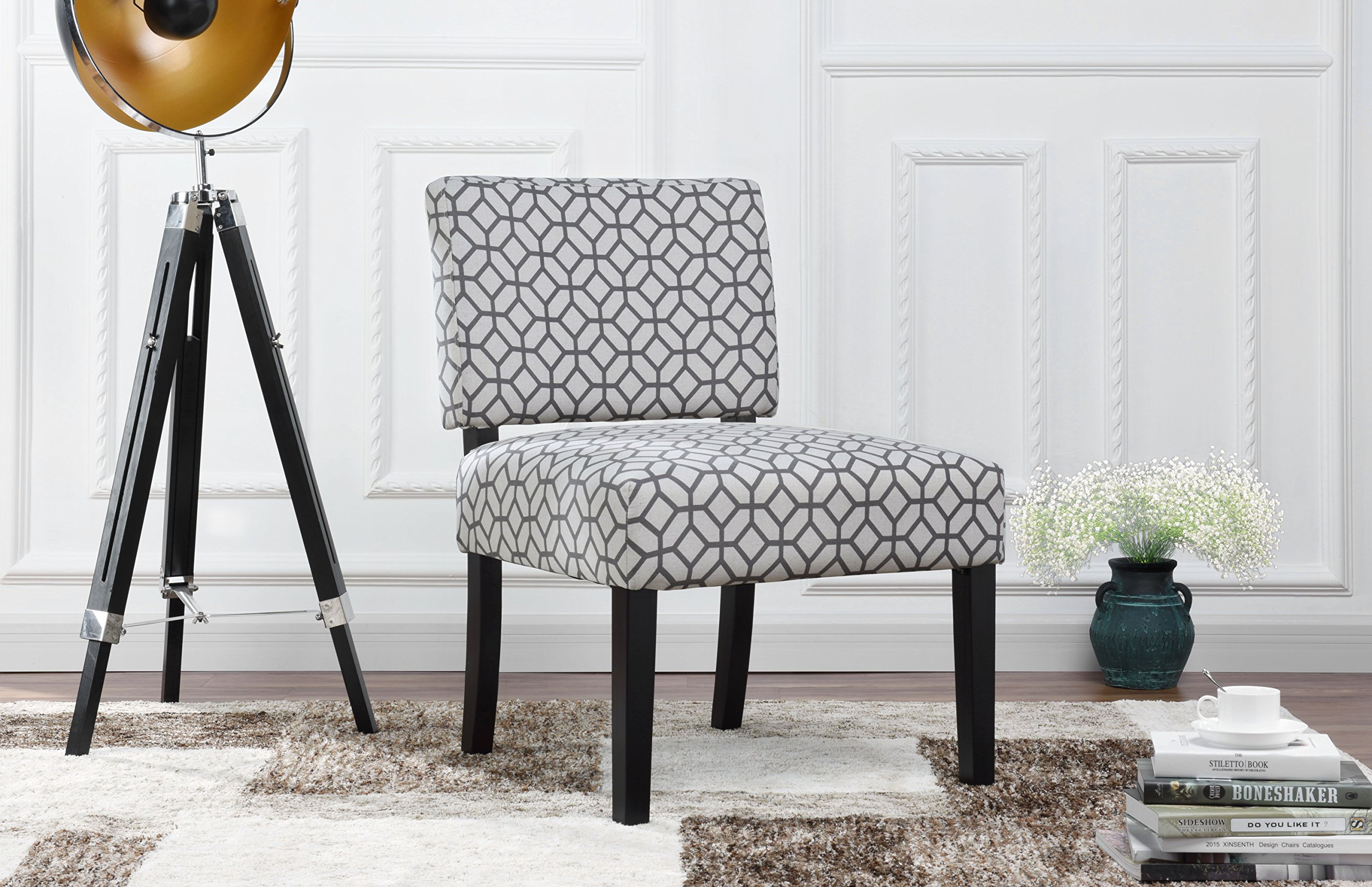 Linen Fabric Accent Living Room Chair (Pattern)
