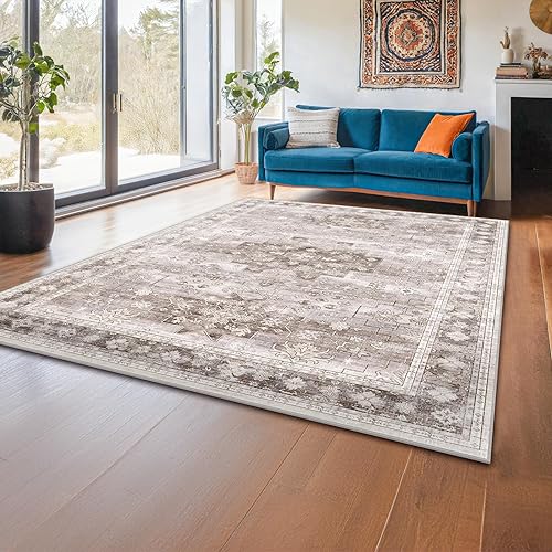 Miniatura 99 de Alfombra de Pasillo de Baño Lavable Oushak 2x5 - Floral Pastel Bohemio Ecléctico, Alfombra Pequeña Antideslizante de Pelo Bajo Resistente a Manchas