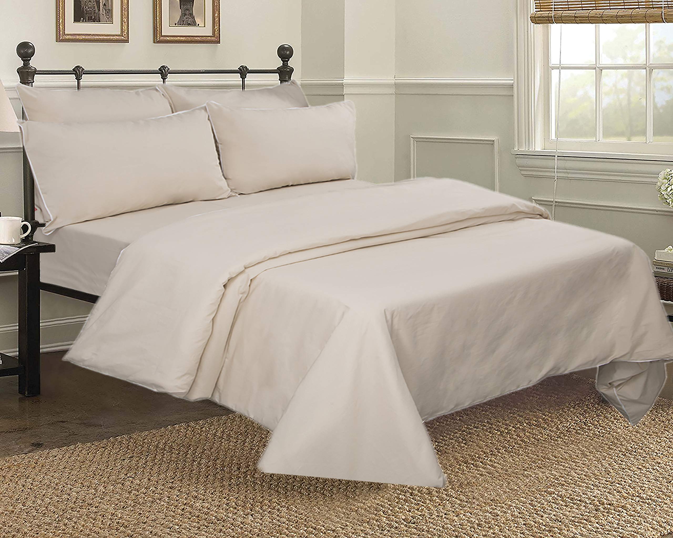 MarkHome 100% Organic Cotton Percale 200 TC Bed Ensemble of 04 Pcs Beige