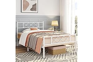 Yaheetech Twin XL Metal Bed Frame in White