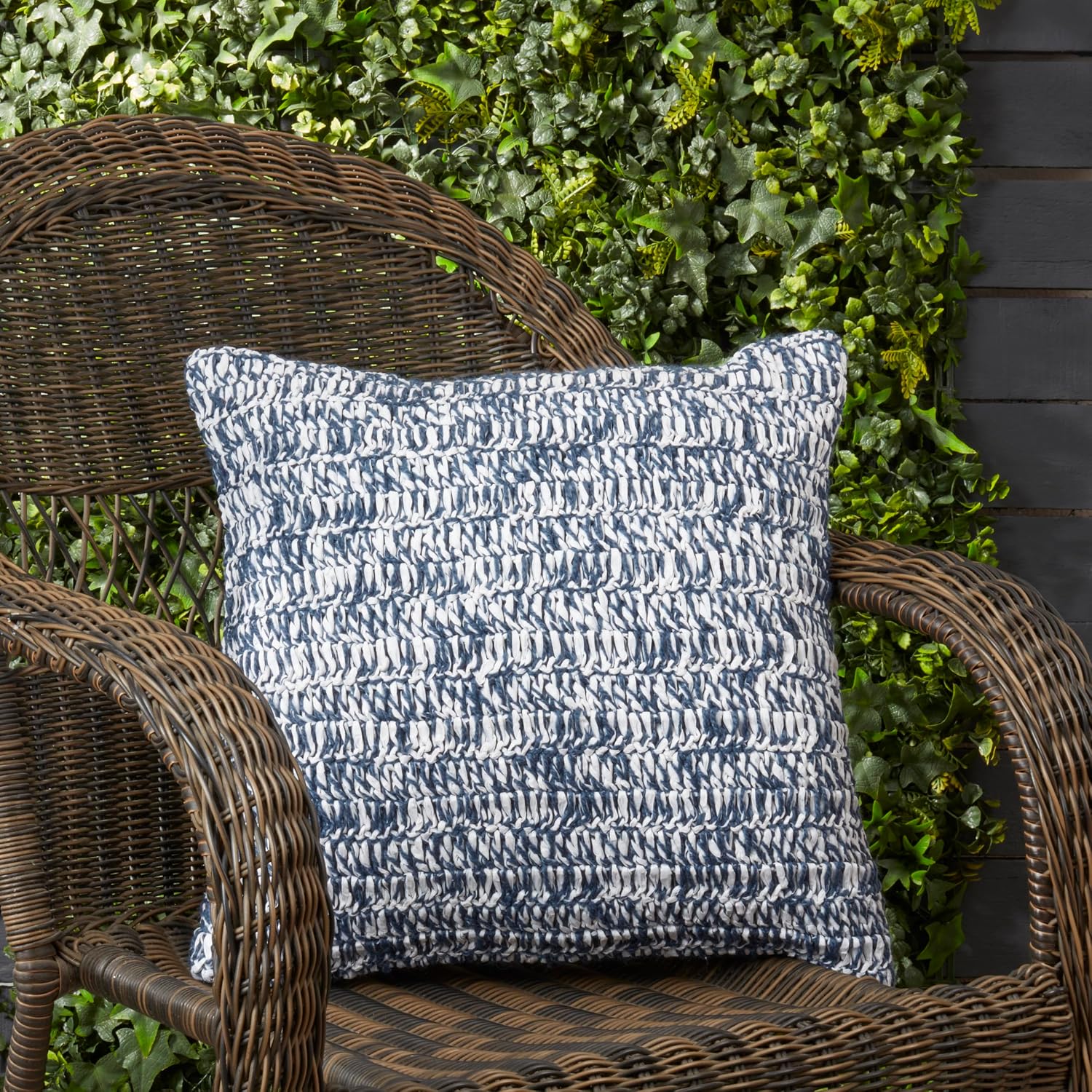 SARO LIFESTYLE Outdoor Zen Raffia Poly Filled Throw Pillow