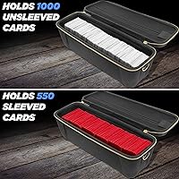 Vista 3 de CASEMATIX Estuche para tarjetas intercambiables con 5 divisores extraíbles, 5 separadores de pestañas y correa para el hombro, 1000 cartas