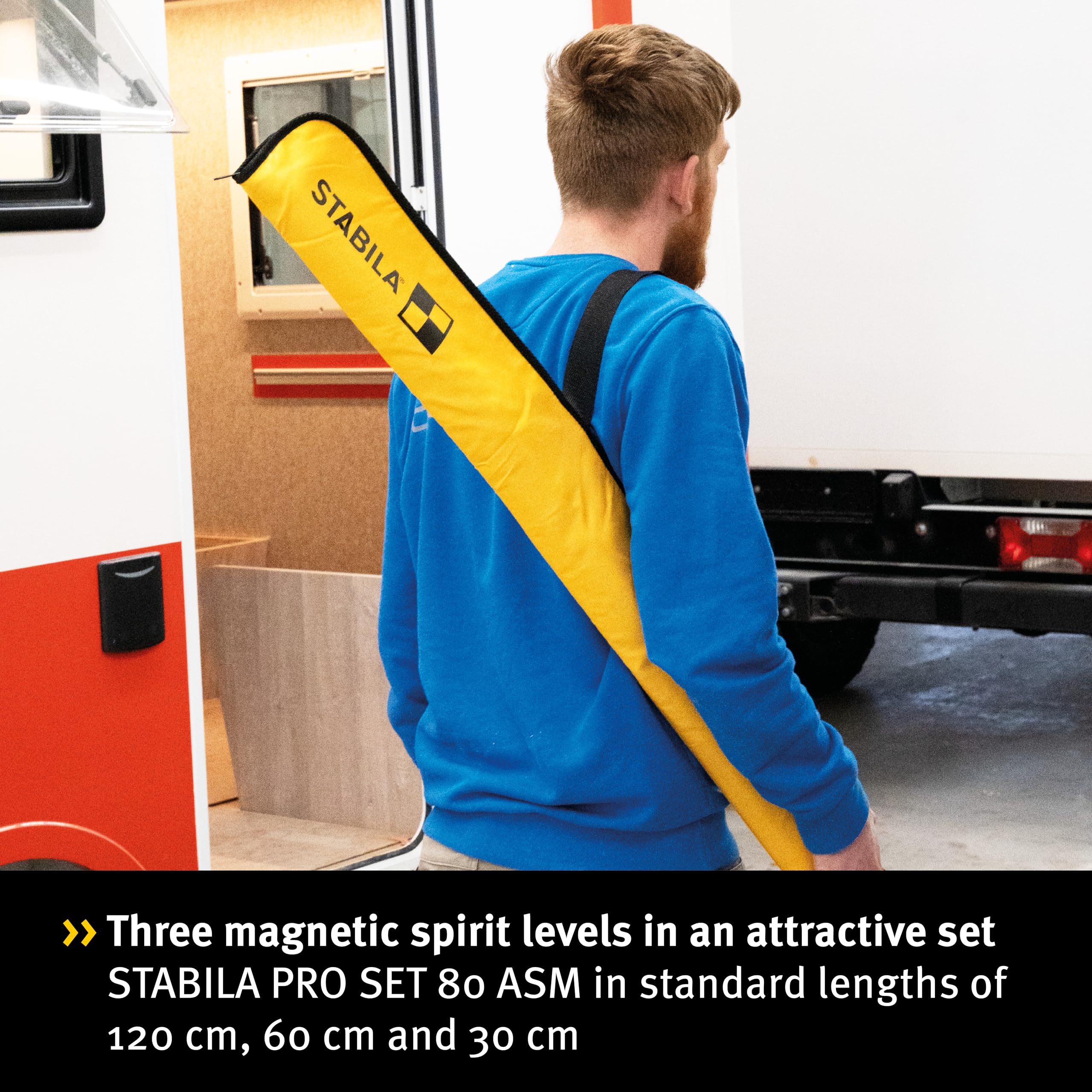 STABILA 19716 PRO SET 80 ASM, 4-częściowy zestaw poziomicy magnetycznej, wzmocniony profil aluminiowy, bardzo mocny system magnesów ziem rzadkich, zintegrowane stopery antypoślizgowe, Made in Germany,