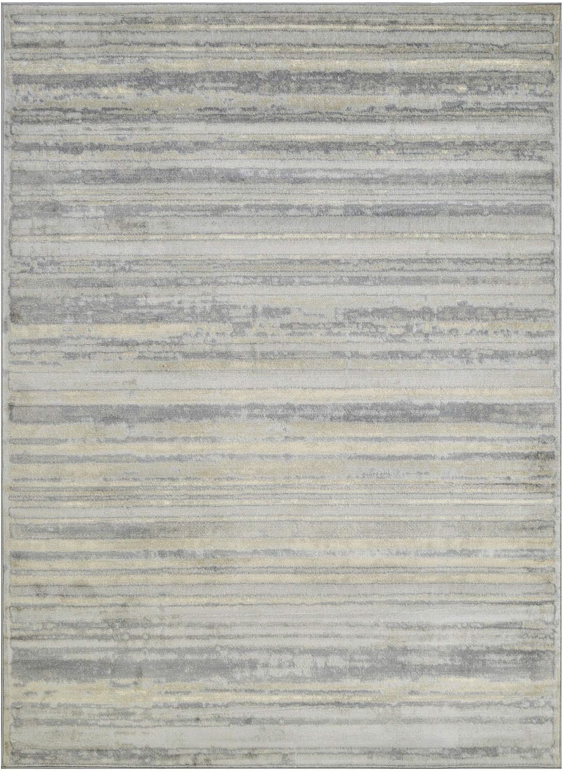 HR Silver Rugs Stripped Pattern Area Rug 5x7 Contemporary Carpet Gray Ultra-Soft Luxury Living Room Area Rug