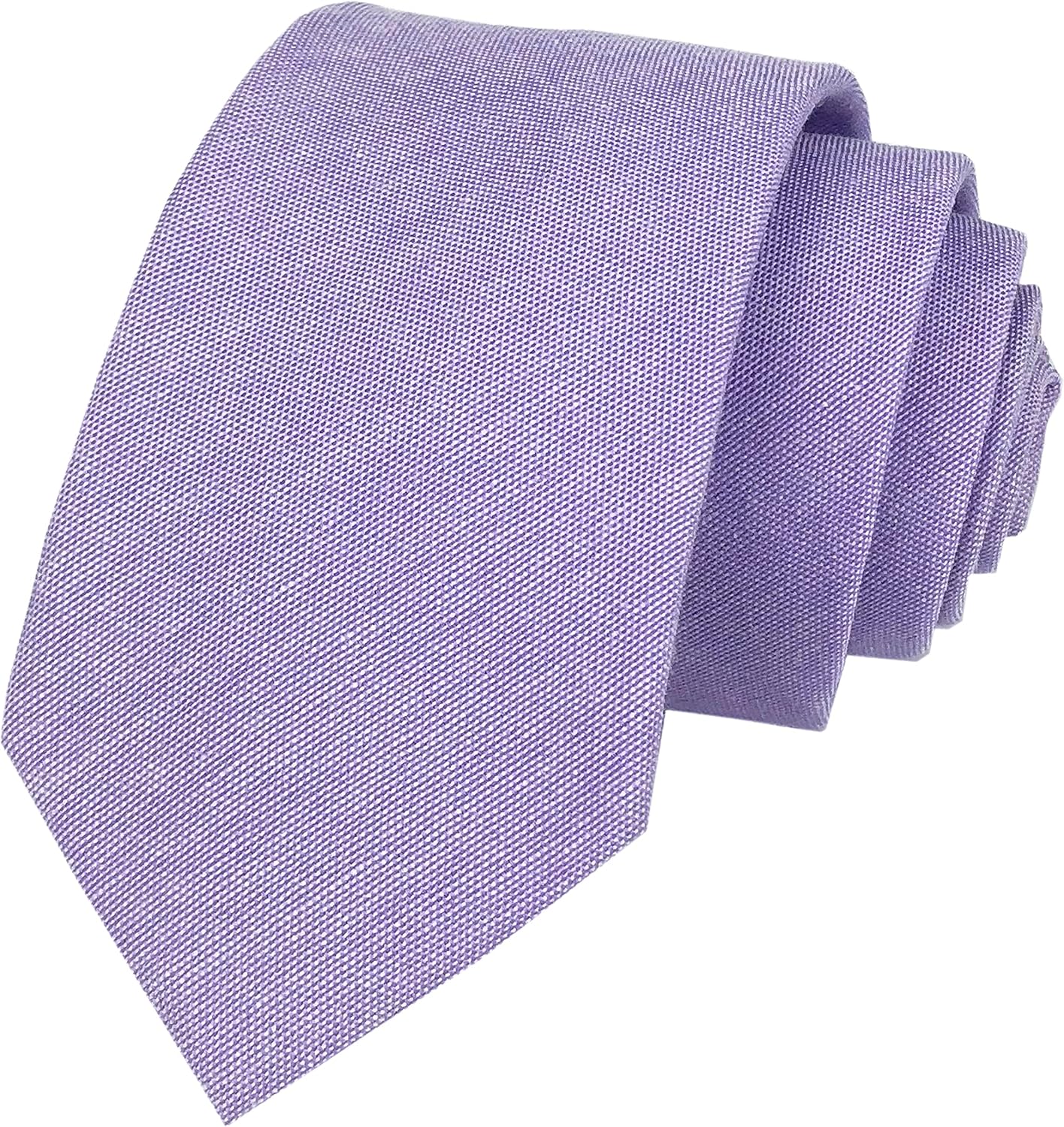 Kihatwin Men's Skinny Solid Color Cotton Linen Ties Wedding Party Slim cut Neckties 2.4"