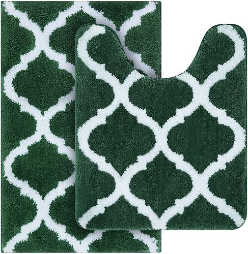 Miniatura 63 de OLANLY Juego de 2 alfombras de baño, alfombra de ducha de baño de microfibra y alfombra para inodoro en forma de U, lavable a máquina, Beige,Negro