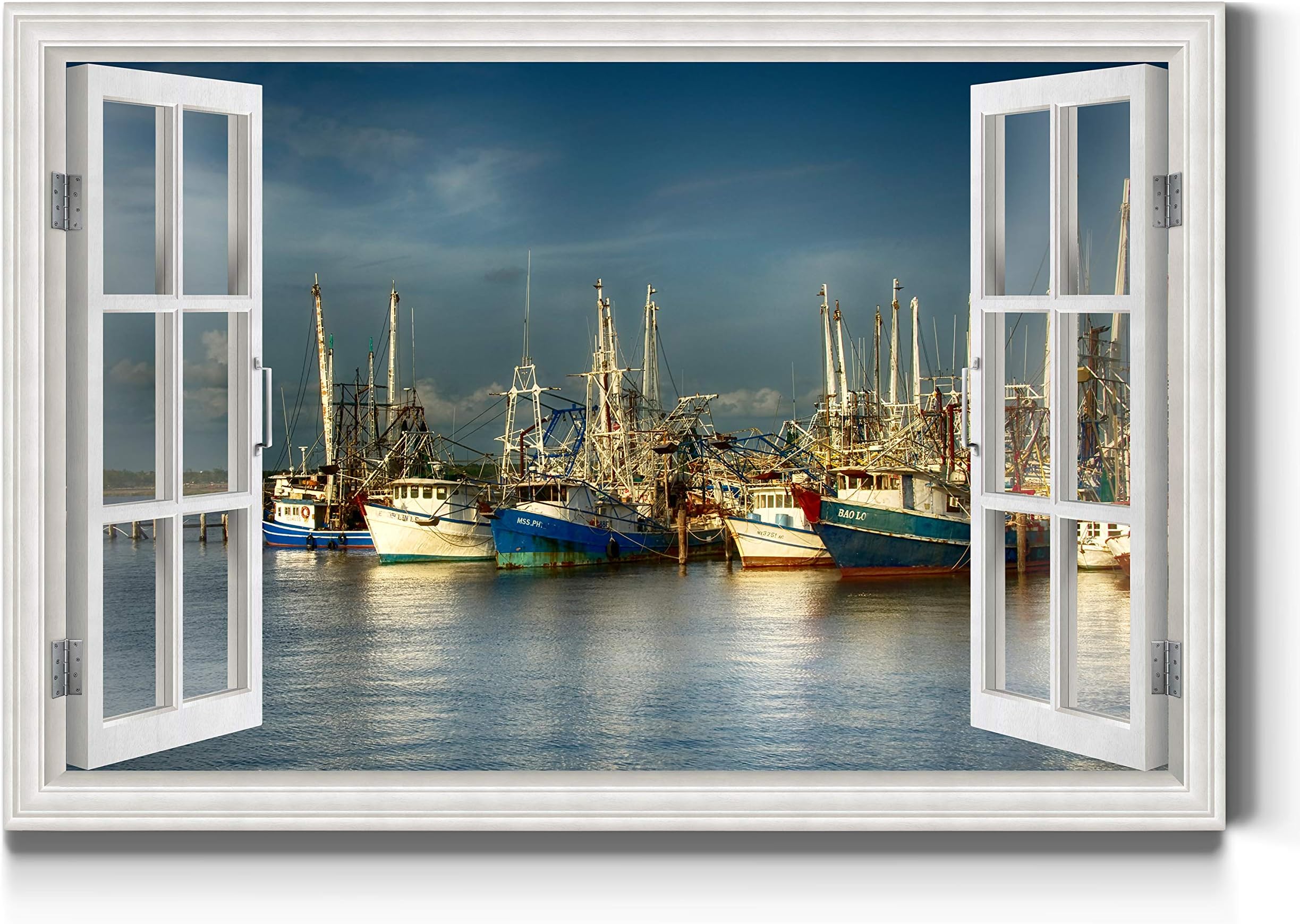 Renditions GalleryAZS-WC03-22367Zwndw-1218-MK Wall Art, 12X18, Shrimp Boats