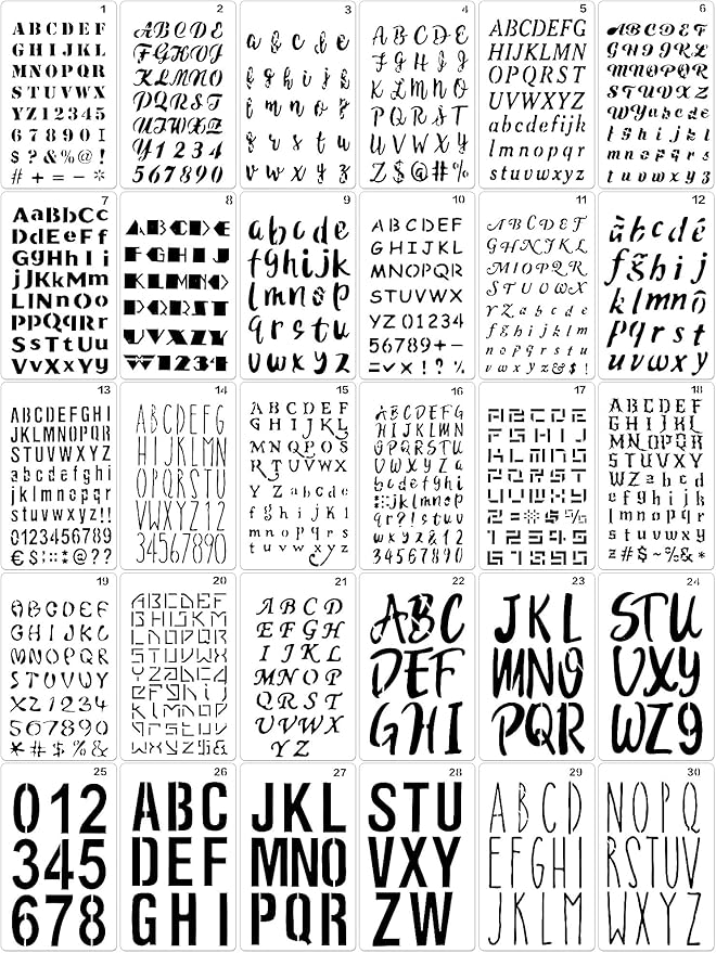 30 Pieces Letter Stencils for Painting 4 x 7 Inch Alphabet