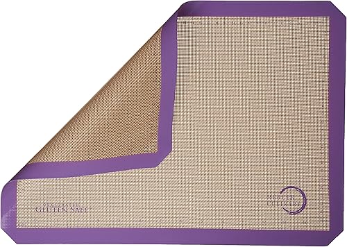Miniatura 2 de Mercer Culinary Alfombrilla de silicona para hornear con borde morado, tamaño medio, 11 78 pulgadas por 16 12 pulgadas