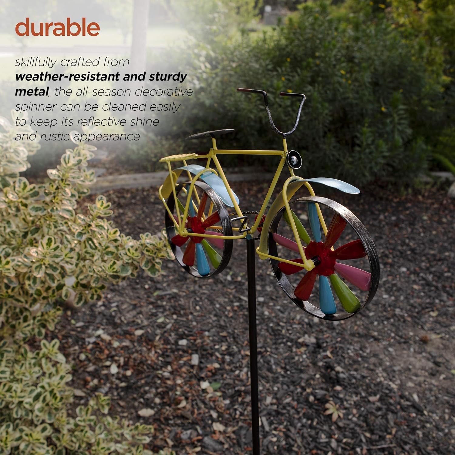 Alpine Corporation Alpine JUM134HH Colorful Bicycle Windmill, Outdoor, 42" Tall, Multicolor Decorative Garden Stake, 15" L x 4" W x H : Patio, Lawn & Garden