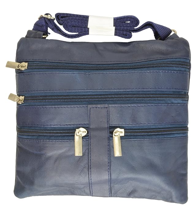 Lambskin Leather Double Compartments Cross-body Handbag Belt Purse in One