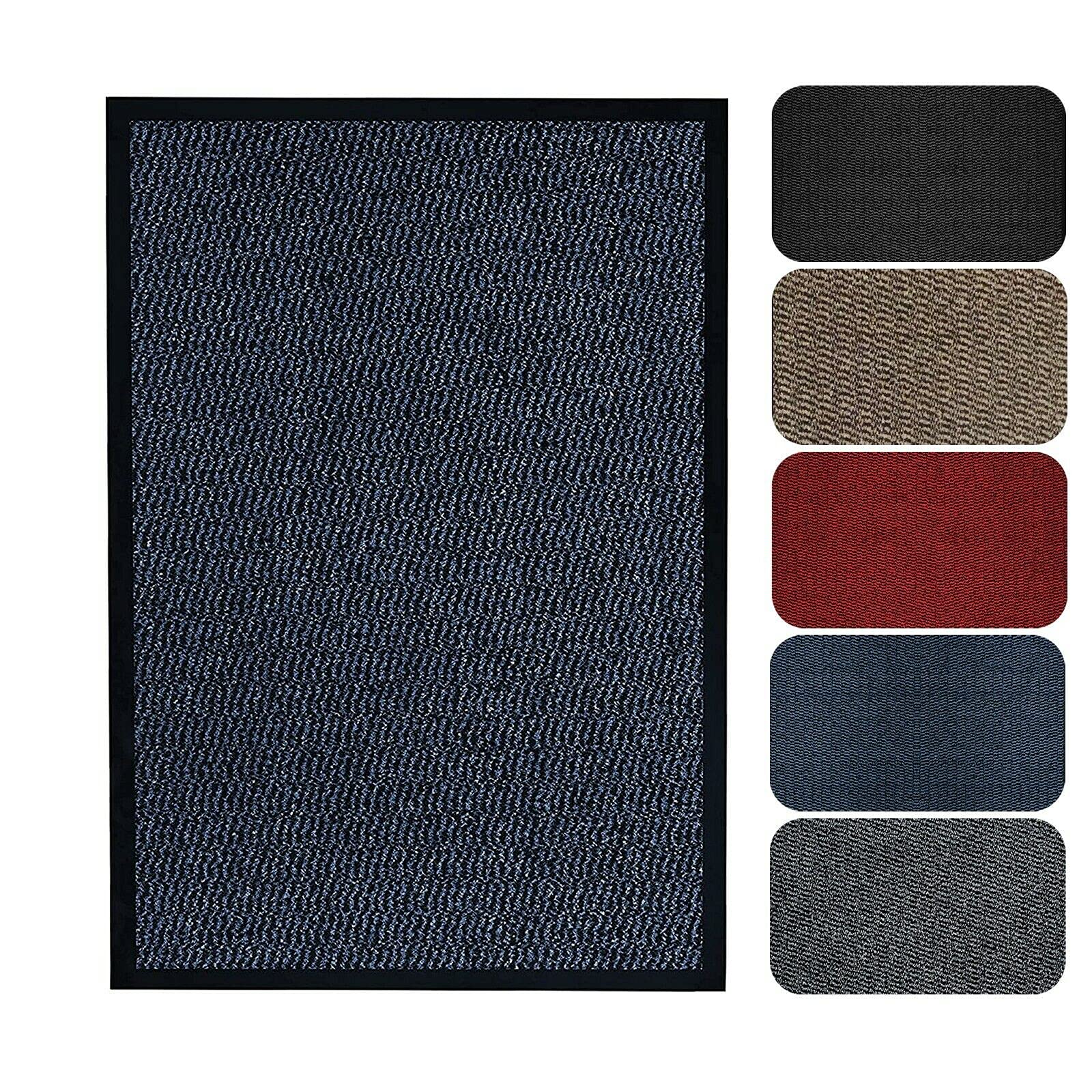 Barrier Mat For Indoor & Outdoor Doormat 40x60 Small Large Dirt Trapper Floor Rug Home Kitchen Runner Entrance Rugs Absorbent Rubber PVC Mat Non-Slip (120 x 180 cm, Blue)