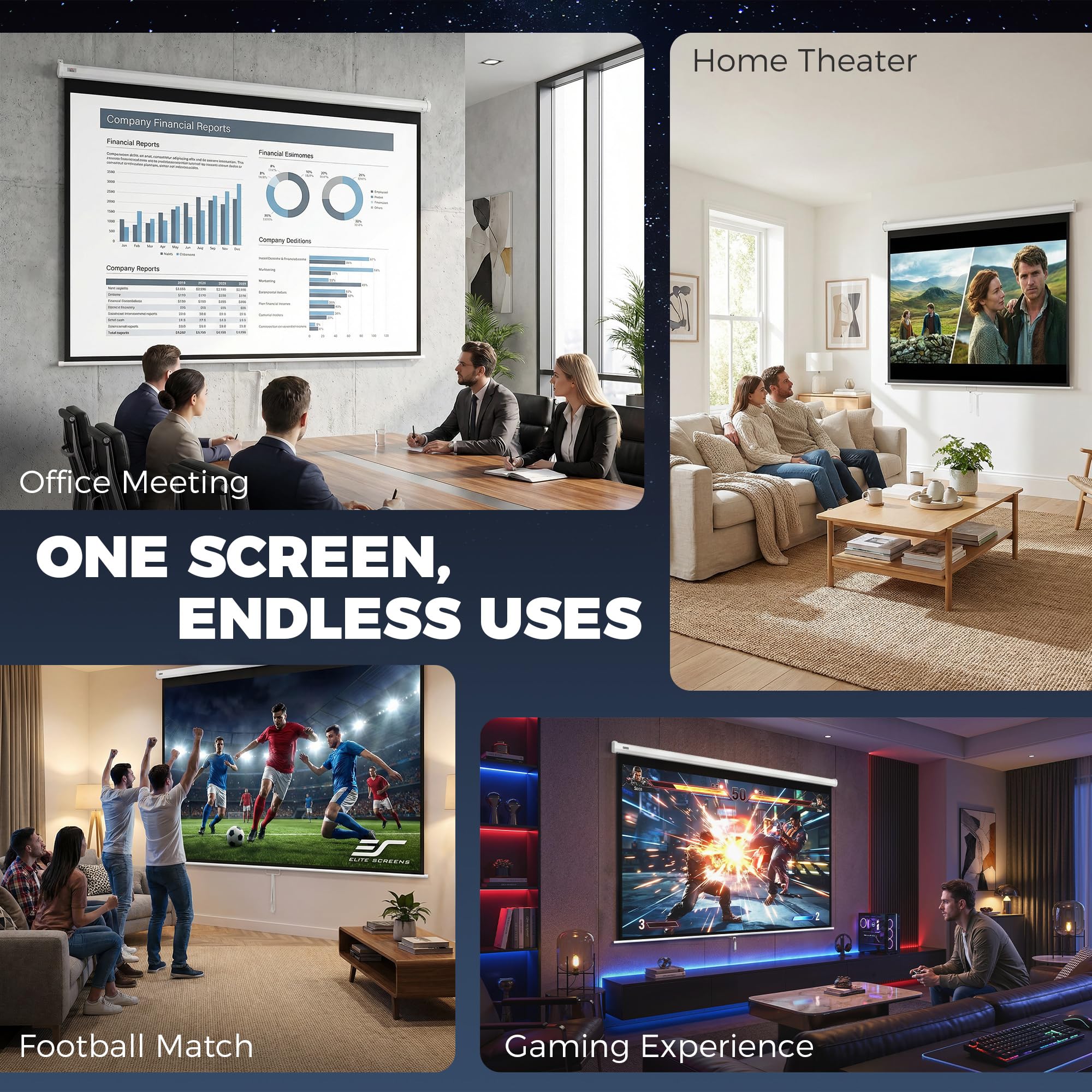 HOMCOM Beamer Leinwand 244 x 183 cm 120 Zoll 4:3/16:9 Projektionsleinwand Manuell Rollo-Leinwand für Heimkino Büro-Präsentationen