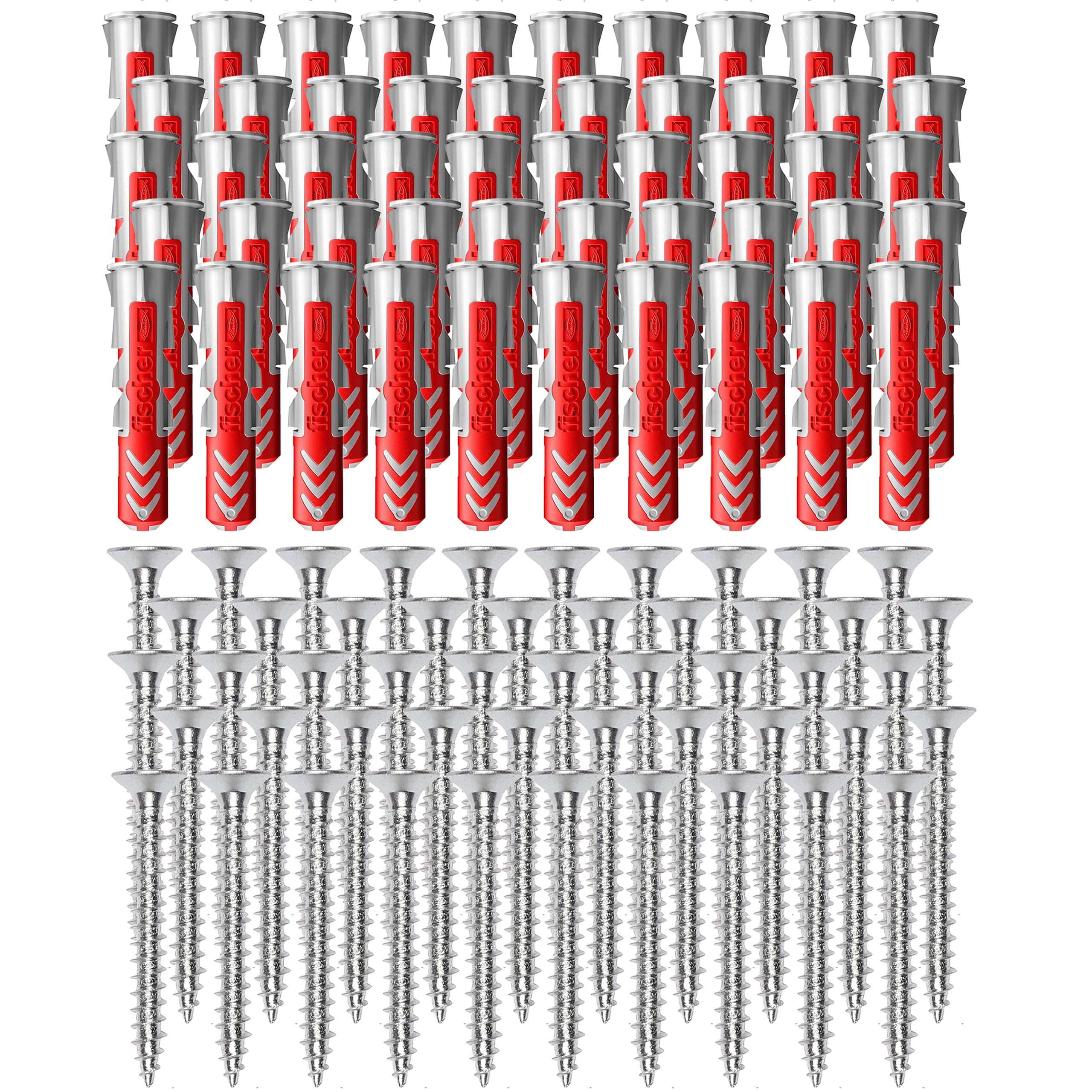 Conical Screws with Full Thread 4.5x40 mm + 6x30 mm Fischer DuoPower Plugs 50pcs