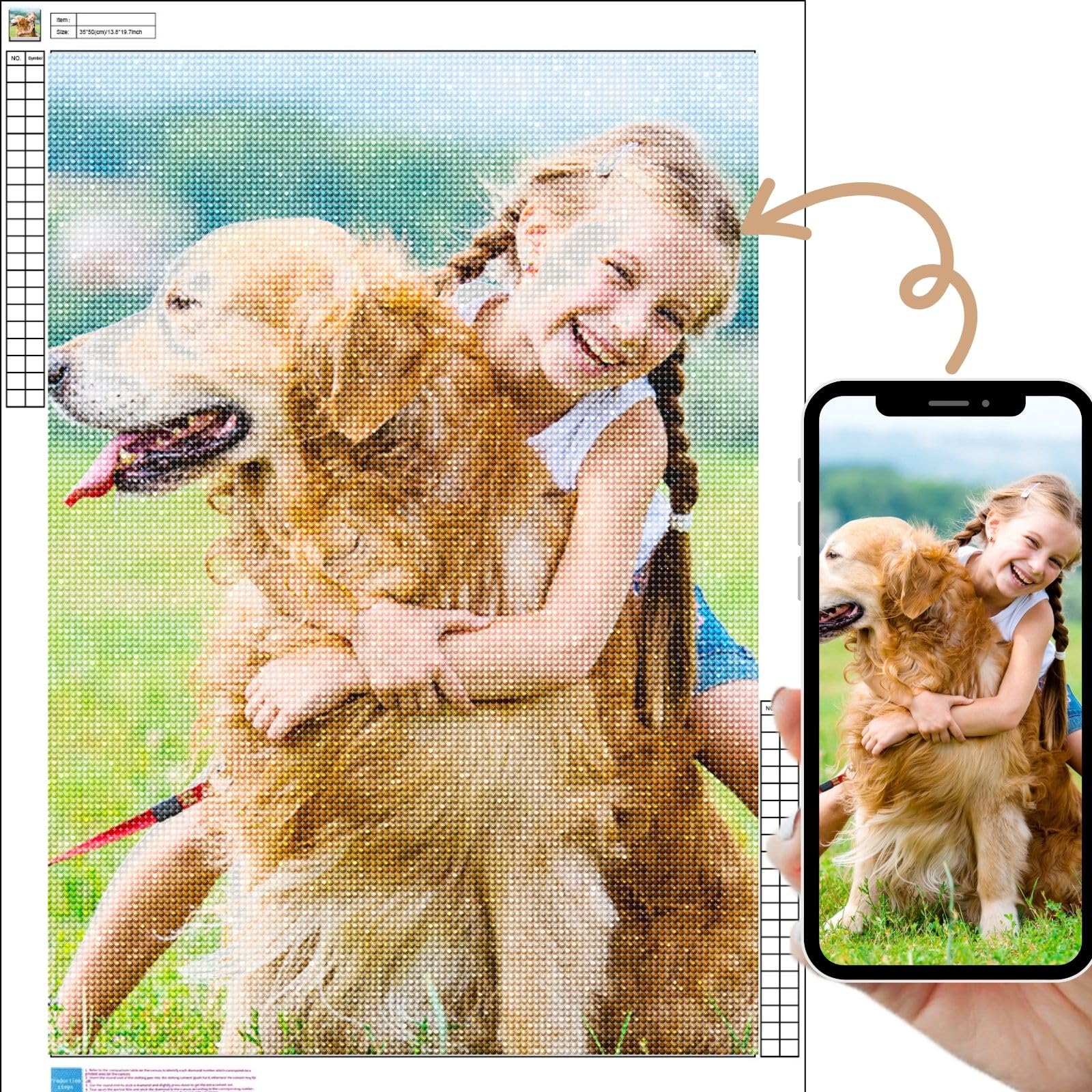 Dr Custom Personalisiertes 5D Diamond Painting, Selbst Gestaltung mit Eigenem Foto, Ideal für Geschenke und Heimdekor für Erwachsene