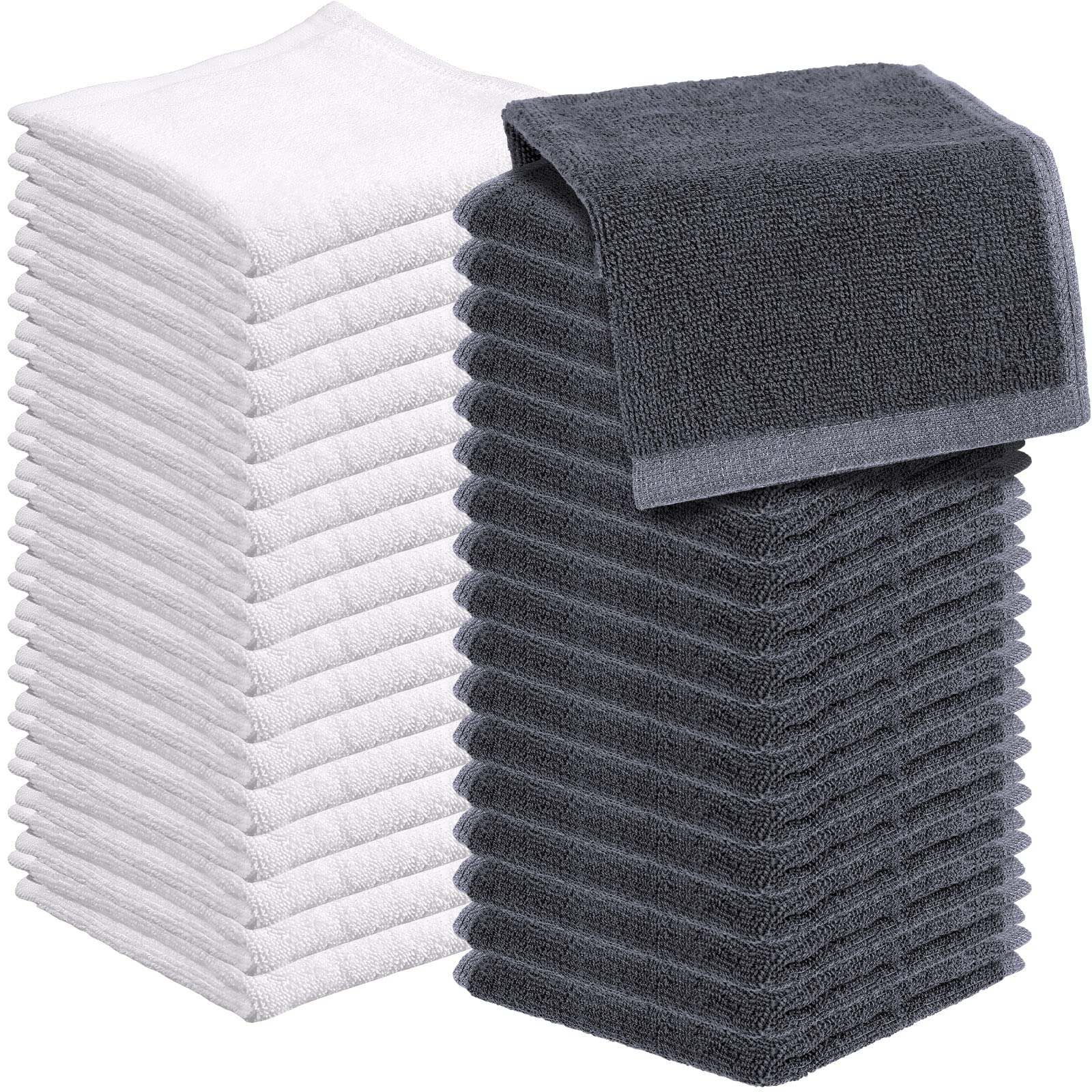 Mixweer 12 x 12 Inch Cotton Washcloths Bulk, Absorbent Washcloths for Bathroom Face Towels for
