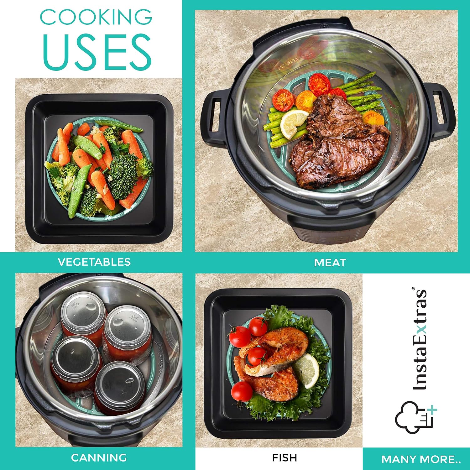 Silicone Roasting Rack For Pressure Cooker - Round Silicon Roasting Accessories Compatible With Oven, Crock Pot, Instant Pot 6 Qt And 8 Quart - Trivet Roaster Insert Racks For Cooking Meat, Baking