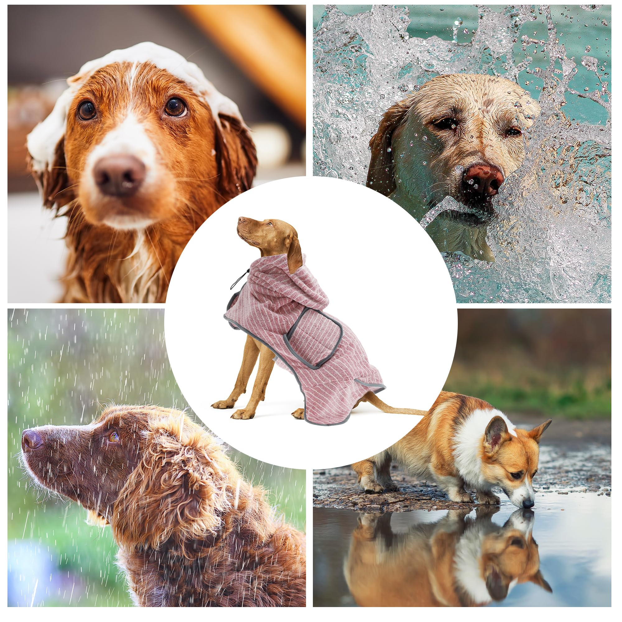 CAPASTEC Accappatoio Regolabile per Cani, Asciugamano Morbido e Ad Asciugatura Rapida per Cani, XXL, Rosa