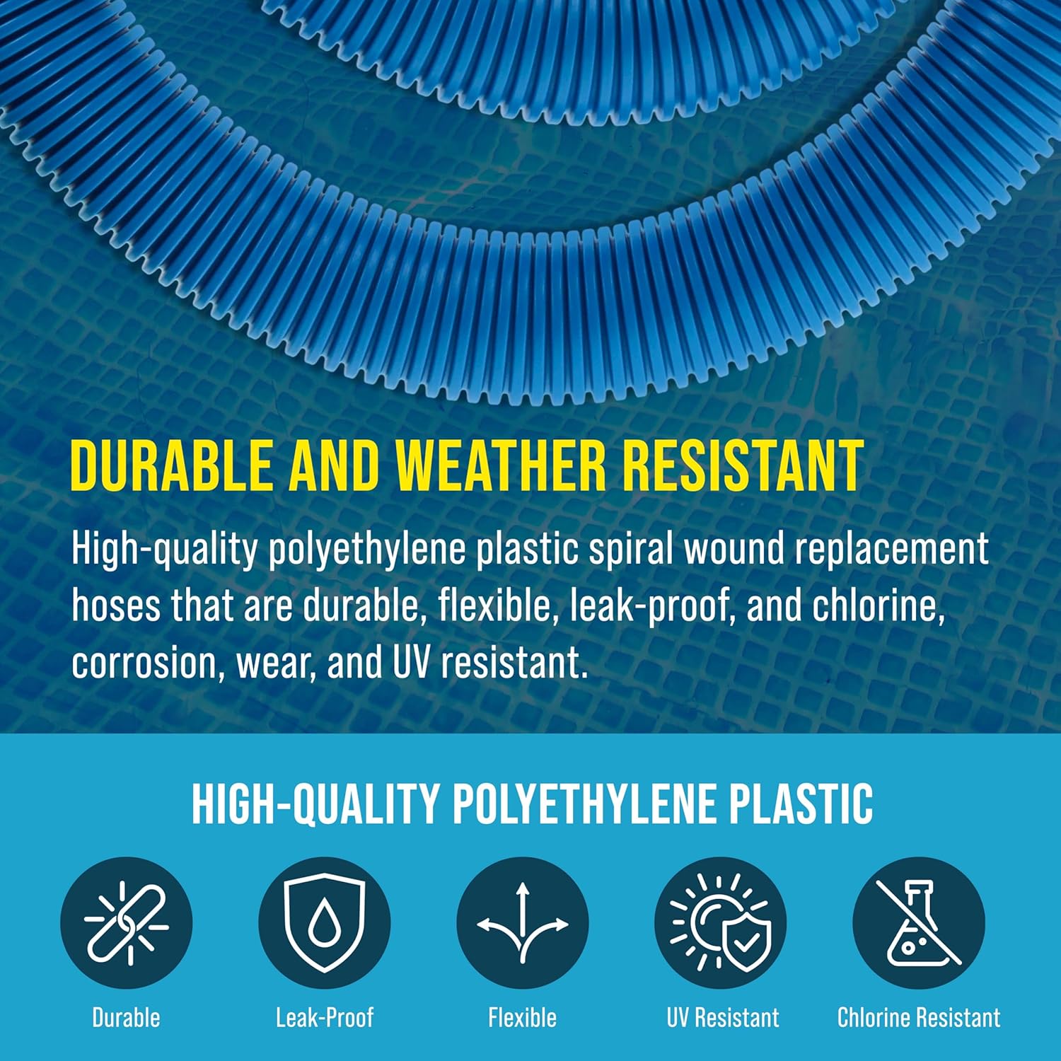 U.S. Pool Supply Above Ground Pool Hose Replacement 1.5" Diameter x 59" Long, Pack of 2, Blue - Compatible with Intex 29060E, Pool Filter Pump Hoses, Sand Filters, Saltwater Systems 1,500 to 2,500 GPH