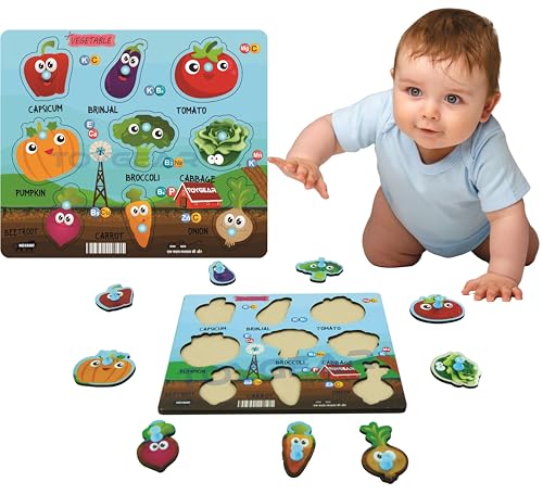 Image of Wooden Vegitable Learning Toys Puzzle for Brain Training /jorky Cutting Puzzle for Home /School /Non-Toxic /Education Memory Games for Baby Boy and Girl, Eco Friendly
