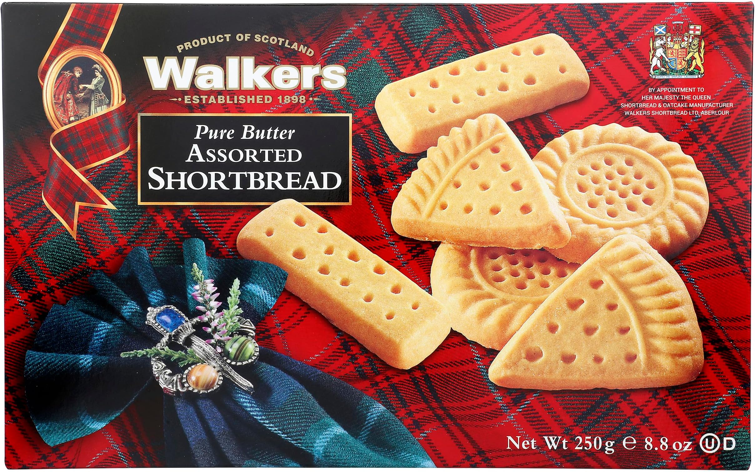 Walkers Pure Butter Assorted Shortbread, Vegetarian Friendly, Kosher, 8.8 Ounce