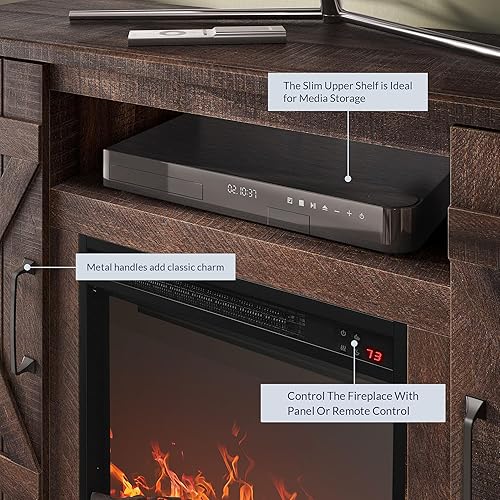 Miniatura 71 de BELLEZE - Soporte de madera rústico para TV de hasta 50", color roble Sargent Gris desteñido,Blanco,Pino Ashland,Gris,claro,Roble