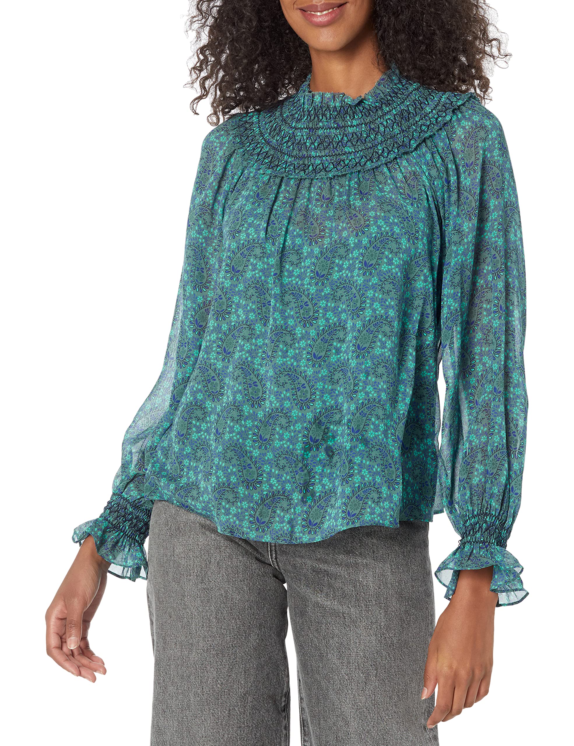 Joie Womens Women's Joie MAIA TOP, Silver Pine Multi, Medium