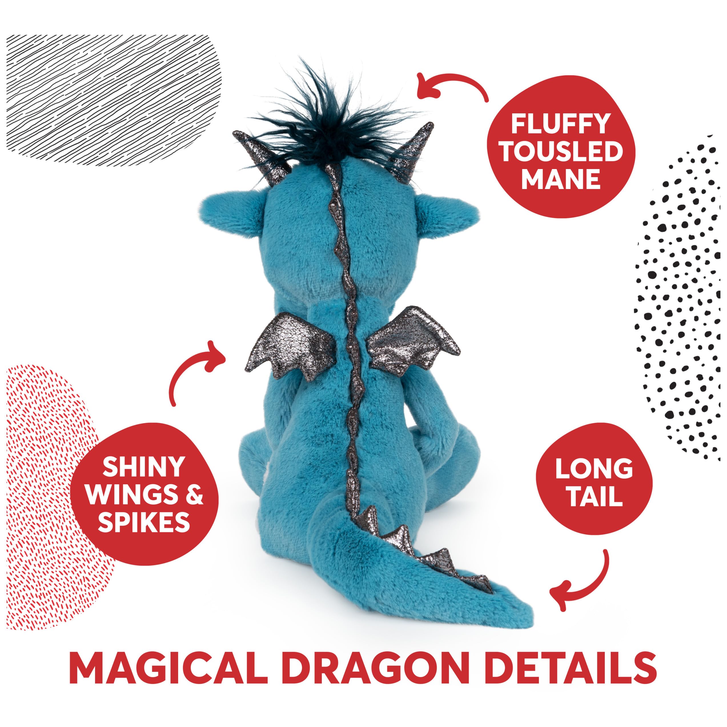 GUND Toothpick Asher Dragon Plush Stuffed Animal, Blue, 15