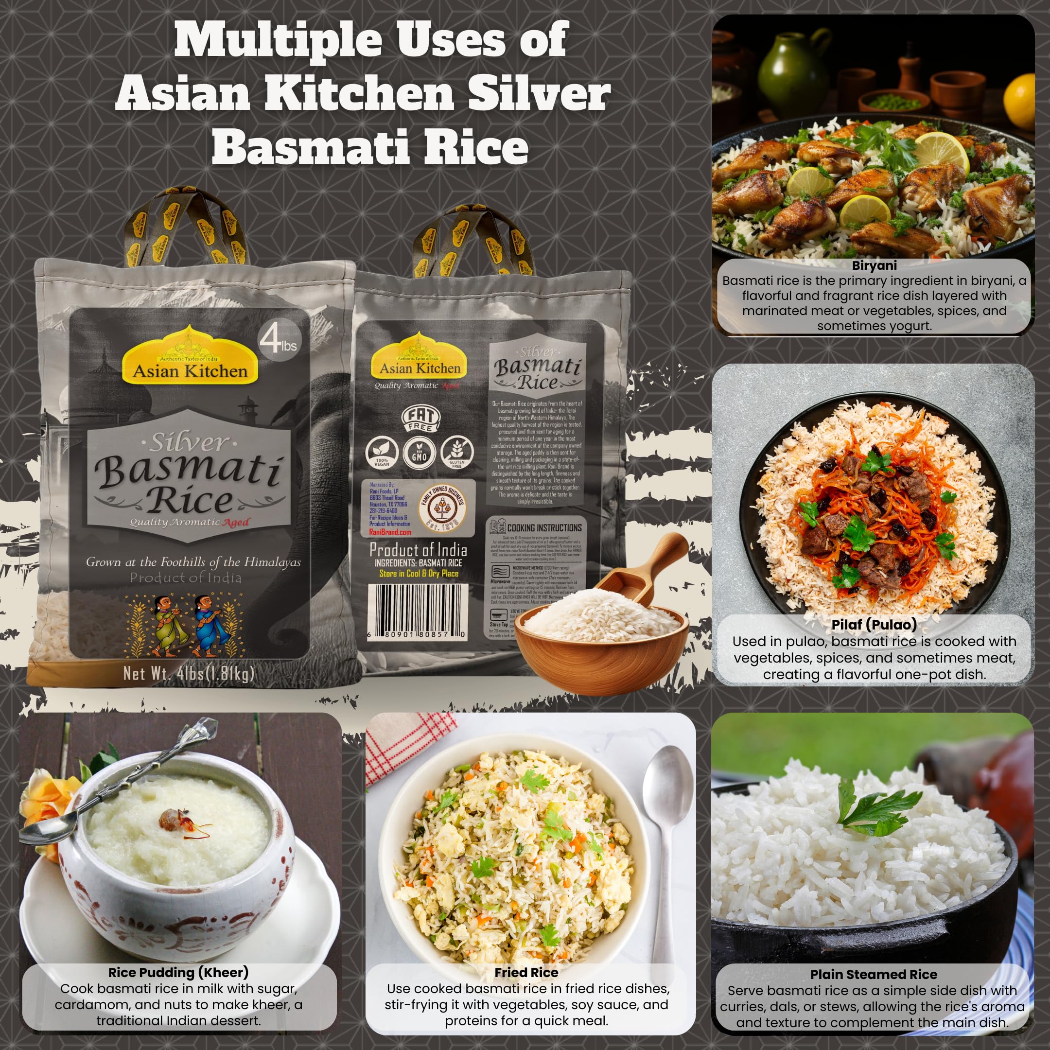 Amazon.com : Asian Kitchen Silver White Basmati Rice Extra Long