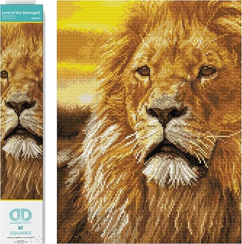 DIAMOND DOTZ ® - Lord of The Serengeti, taladro completo, puntos cuadrados, kits de pintura de diamantes cuadrados, pintura de diamante cuadrado,