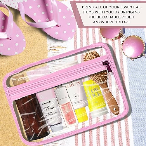 Miniatura 9 de ESSENTE - Neceser de viaje para mujer con bolsa extraíble y gancho para colgar, organizador de cosméticos de maquillaje resistente al agua con