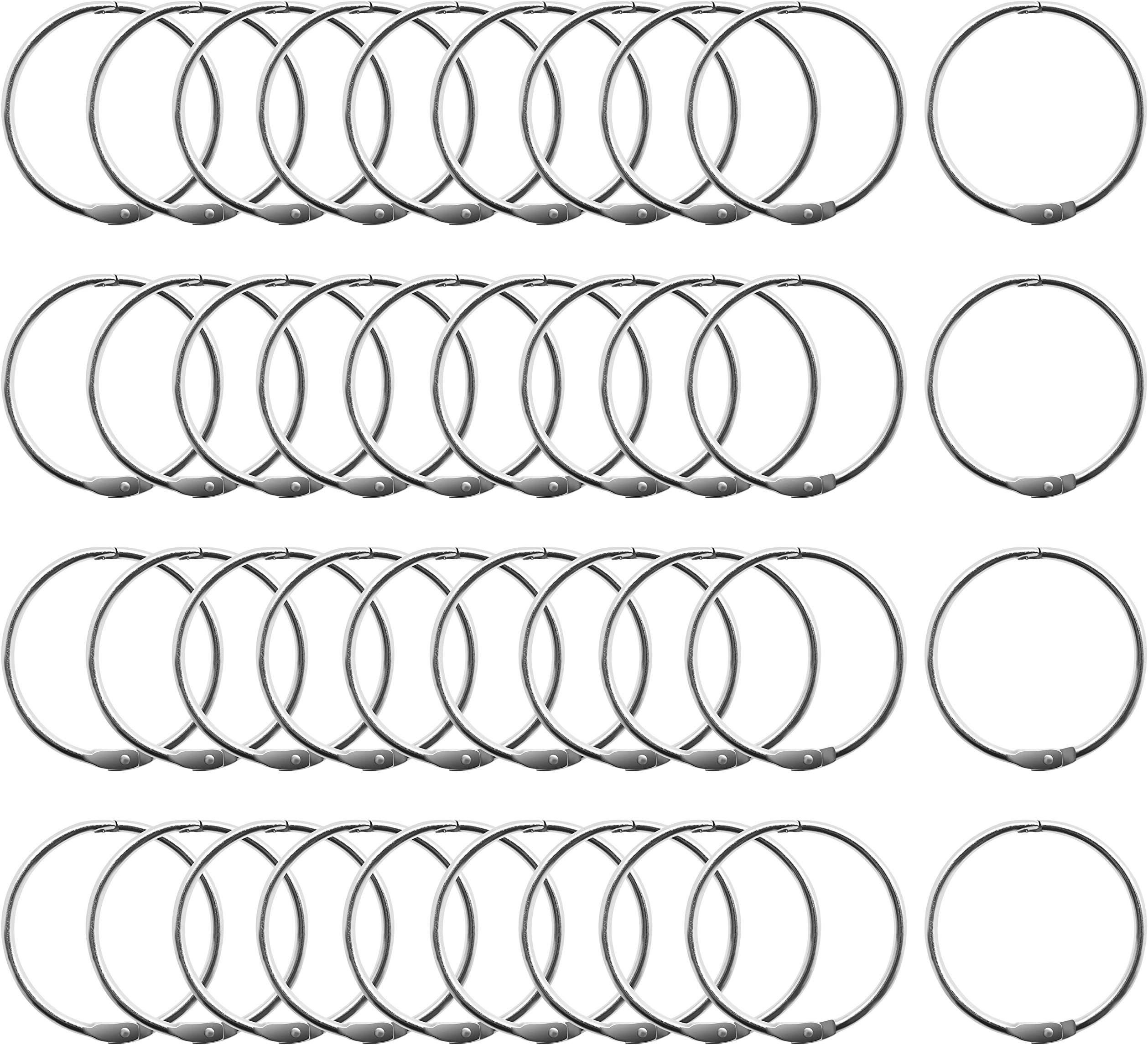 40 Pcs 2 Inch Binder Rings Hook Nickel Plated Steel for Flash Cards Loose Leaf Document Keychain (Silver)