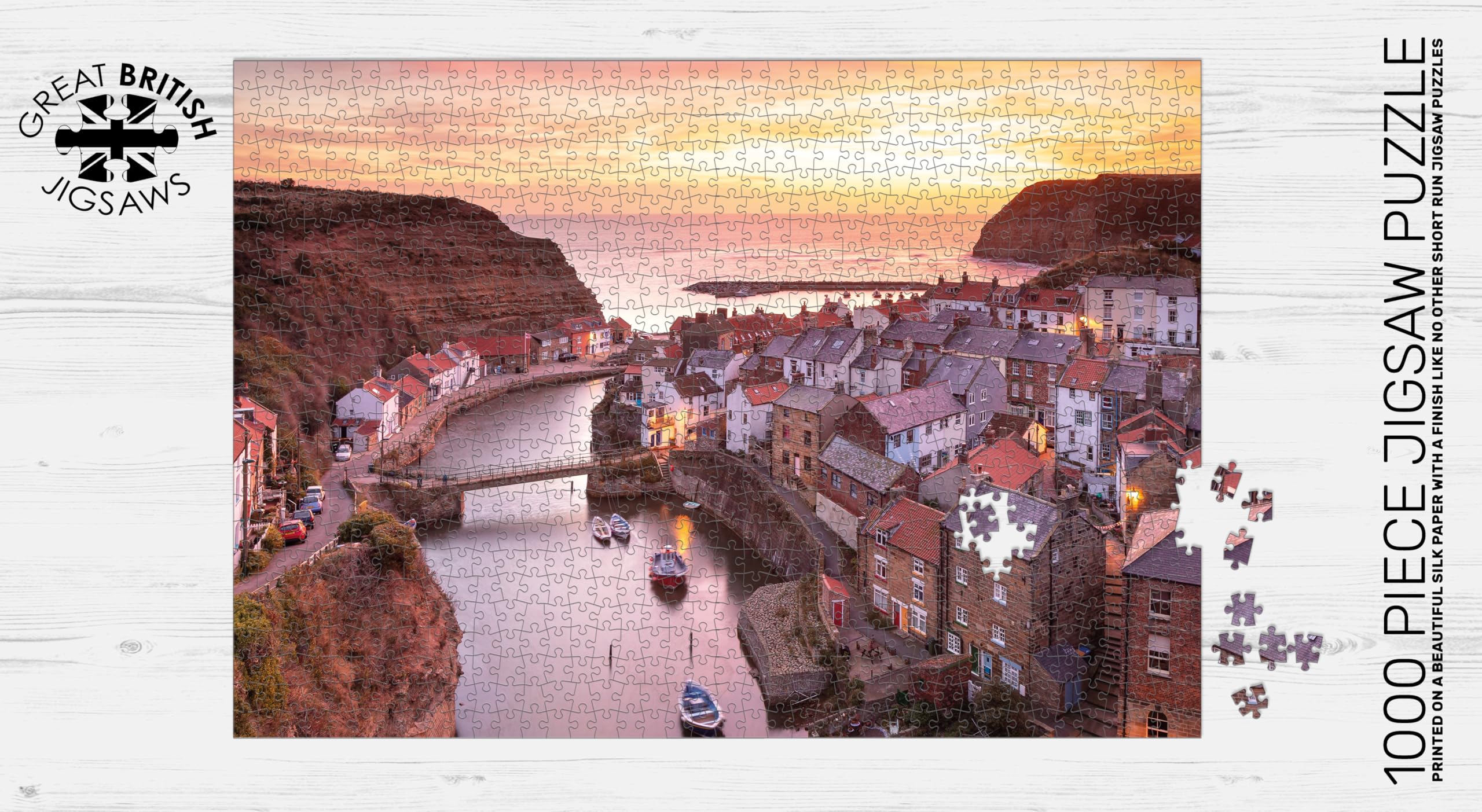 Staithes the View 1000 Piece Jigsaw Puzzle; British Landmarks; Eco-Friendly, Gift for Adults & Families, 69x48 cm - Image 3