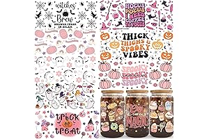 UV DTF Cup Wraps for Halloween Pumpkin Glass Cups - Best Ready...