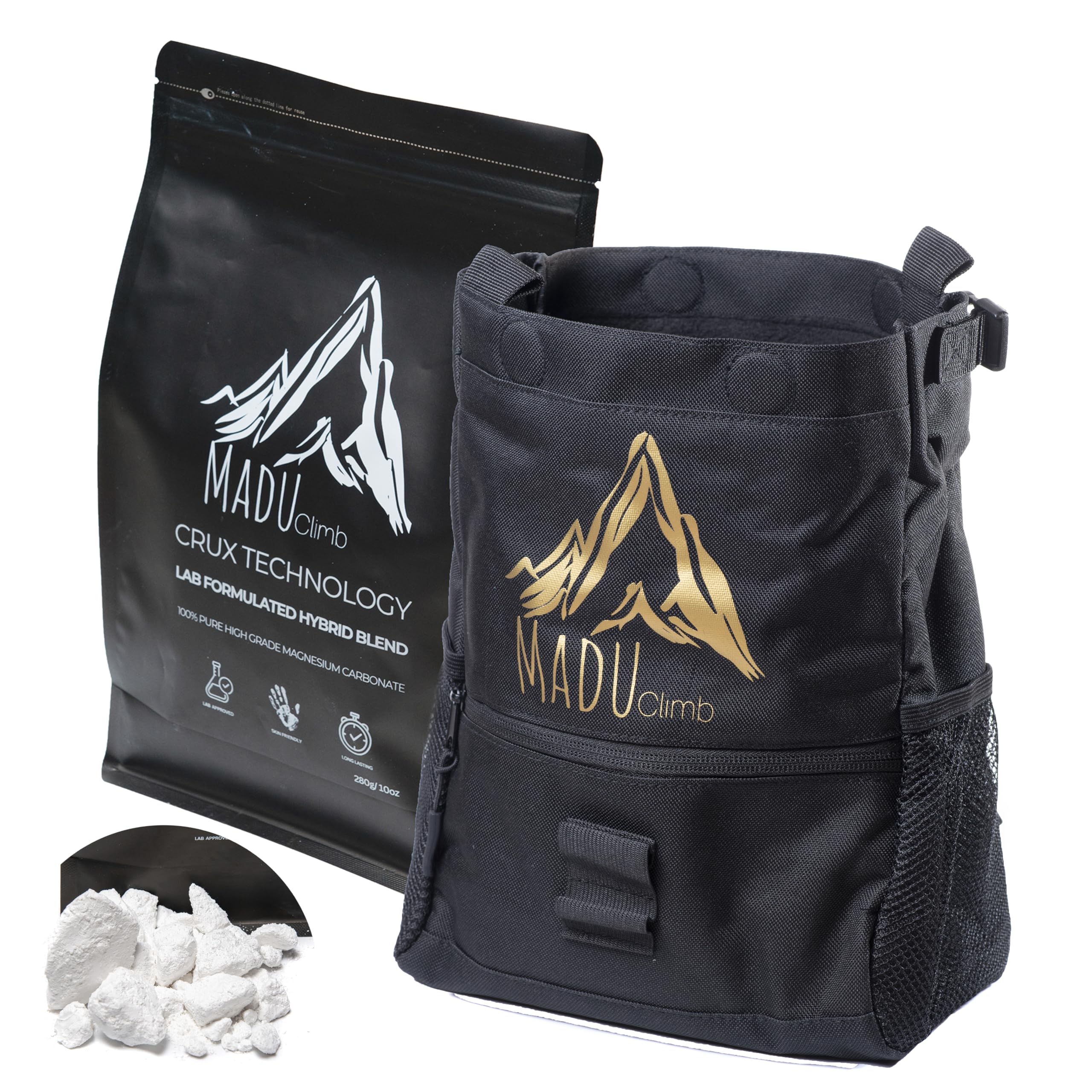 Madu Climb - Rock Climbing Bouldering Chalk Bucket Large Bag Set (Bucket + Hybrid Chalk)