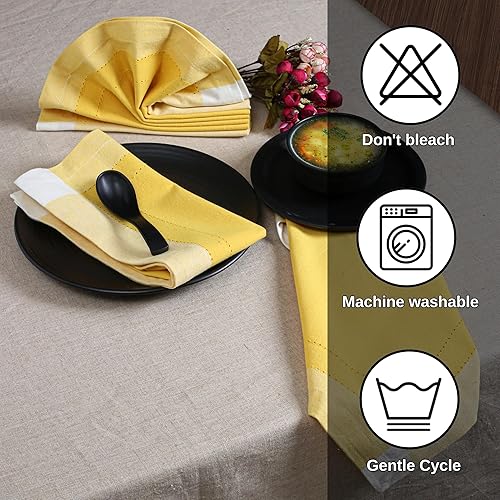 Miniatura 302 de Servilletas de lino y algodón de 18 x 18 pulgadas natural con vainica, servilletas de boda, servilletas de cóctel, servilletas de tela, servilletas