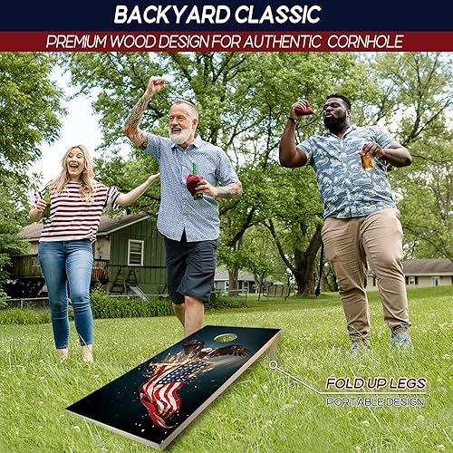 Miniatura 2 de Juego de Cornhole de madera maciza de alta calidad, tableros de juego de 4 x 2 pies, incluye juego de 8 bolsas de lanzamiento de cornhole, juego