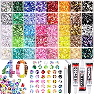 BELLEBOOST 45000Pcs 40 Colors Jelly Rhinestones Bedazzling kit, 3mm Multicolor Resin Flatback Gems for Diamond Art, Bedazzler Kit with 3Pcs 10ml B7000 Jewelry Glue for Crafting Book Shoes Nail Art