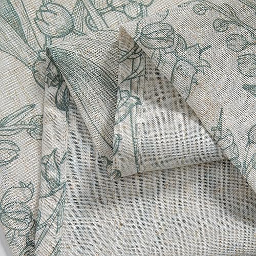 Miniatura 6 de Cortinas florales verde salvia de 84 pulgadas de largo, juego de 2 paneles para sala de estar, cortinas de puerta con estampado texturizado de lino,