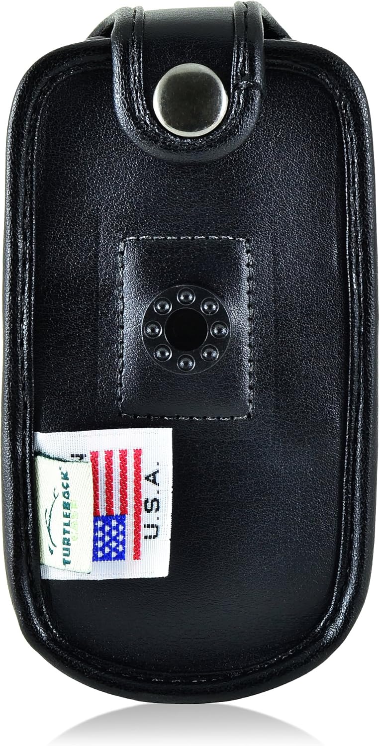 Turtleback Fitted Case Compatible with Kyocera DuraXE E4710 Flip Phone Black Leather Rotating Removable Belt Clip