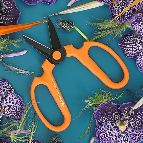 Miniatura 5 de Meraki Floral Tools Tijeras de flores y jardín con cuchillas negras 7.0 pulgadas, ornithogalum (naranja)