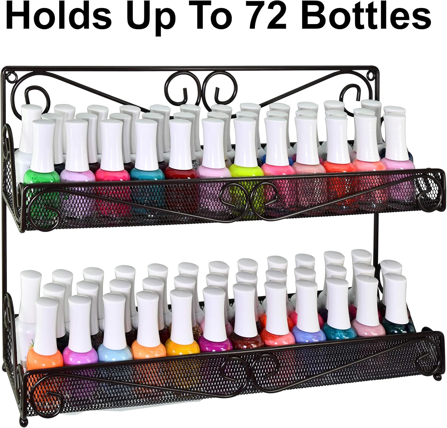 AMT Spice Rack, Wall Mount Organizer, Pantry Cabinet Door Shelf Storage, Kitchen seasoning Hanging Display for Spice Jars, Sauces, Herbs, Cosmetic Beauty Bottles (2 Tier- Style 9S)