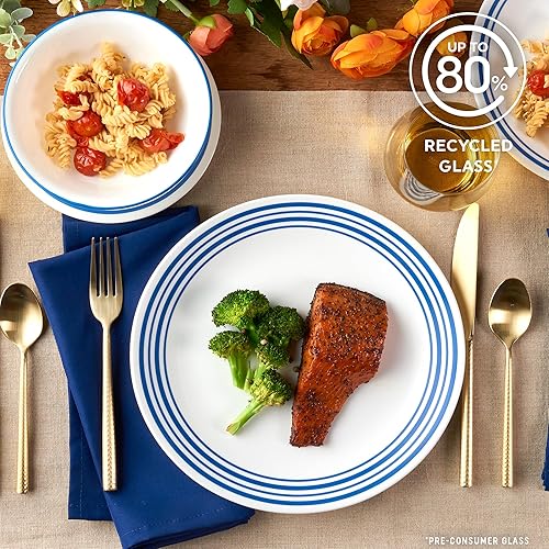 Miniatura 5 de Corelle Vitrelle Juego de vajilla de vidrio de 18 piezas para 6 personas, juego de platos y cuencos de vidrio de triple capa y resistentes a roturas