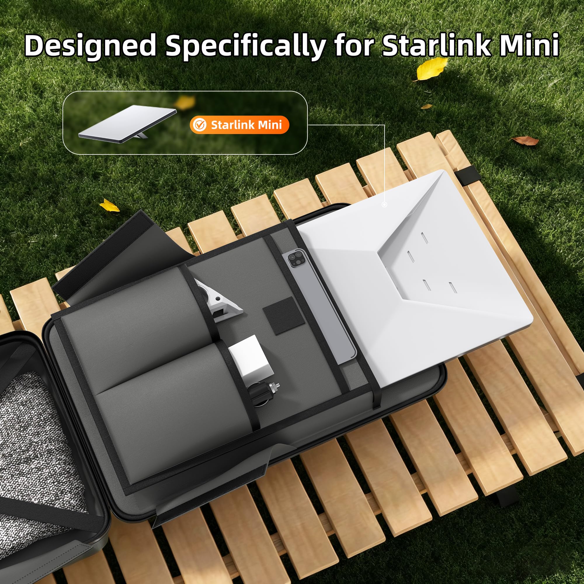 Joinfworld Starlink MINI Zaino Impermeabile con Porta di Ricarica USB,Starlink Mini Case per Cavi di Alimentazione, Adattatore Batteria e Altro con Blocco TSA, Antifurto