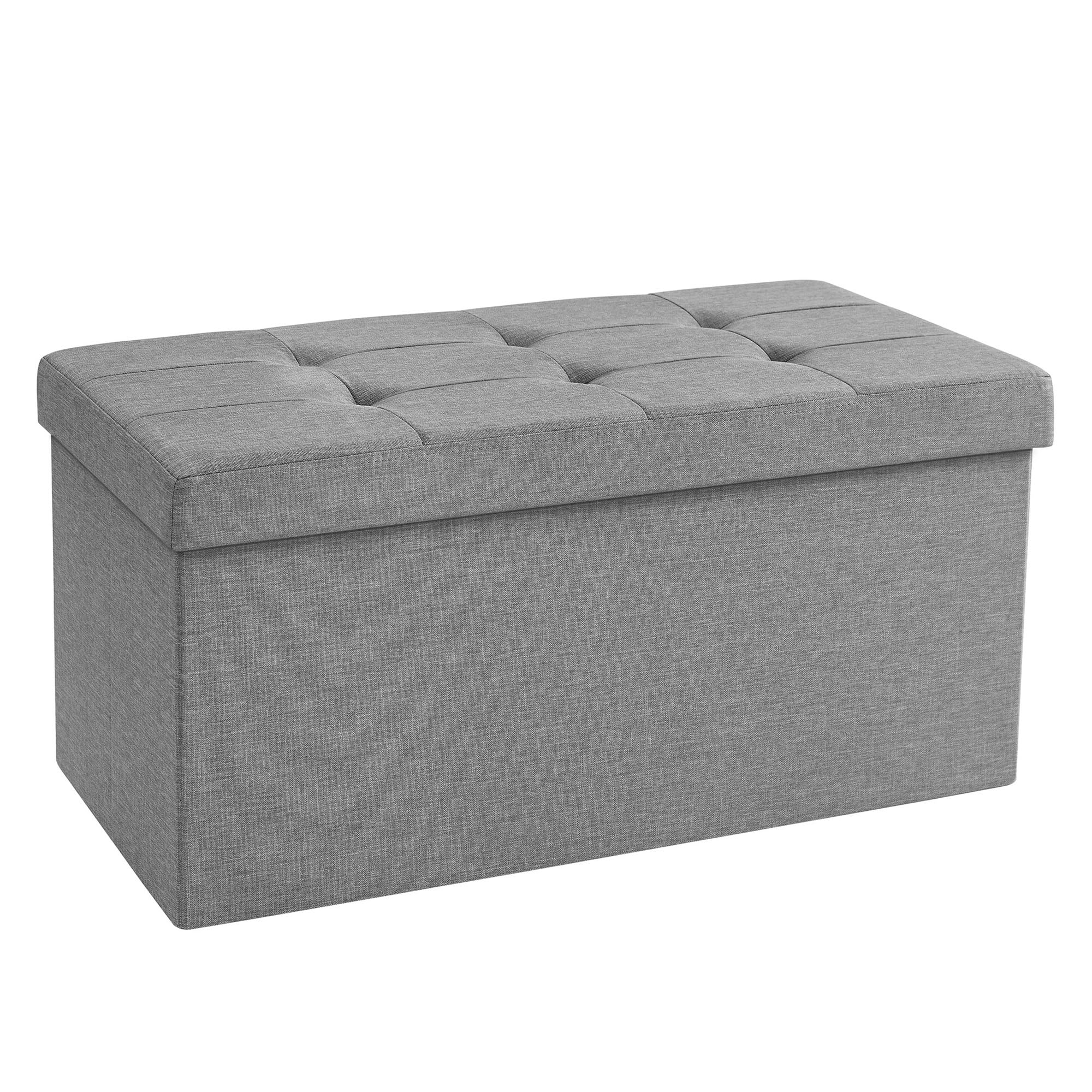Banco Almacenaje Baúl Plegable Acolchado otomano de Almacenamiento con Tapa, Capacidad de 80 litros, soporta hasta 300 kg for el Pasillo del Dormitorio(Black)