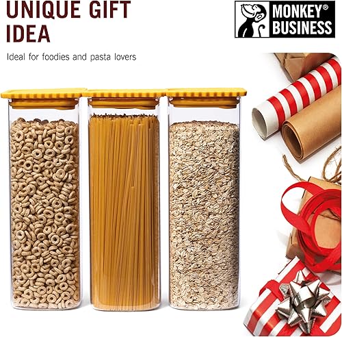 Miniatura 6 de Monkey Business GLASTA Recipiente de vidrio para alimentos con tapa hermética, tarro de almacenamiento de alimentos de vidrio transparente con tapa