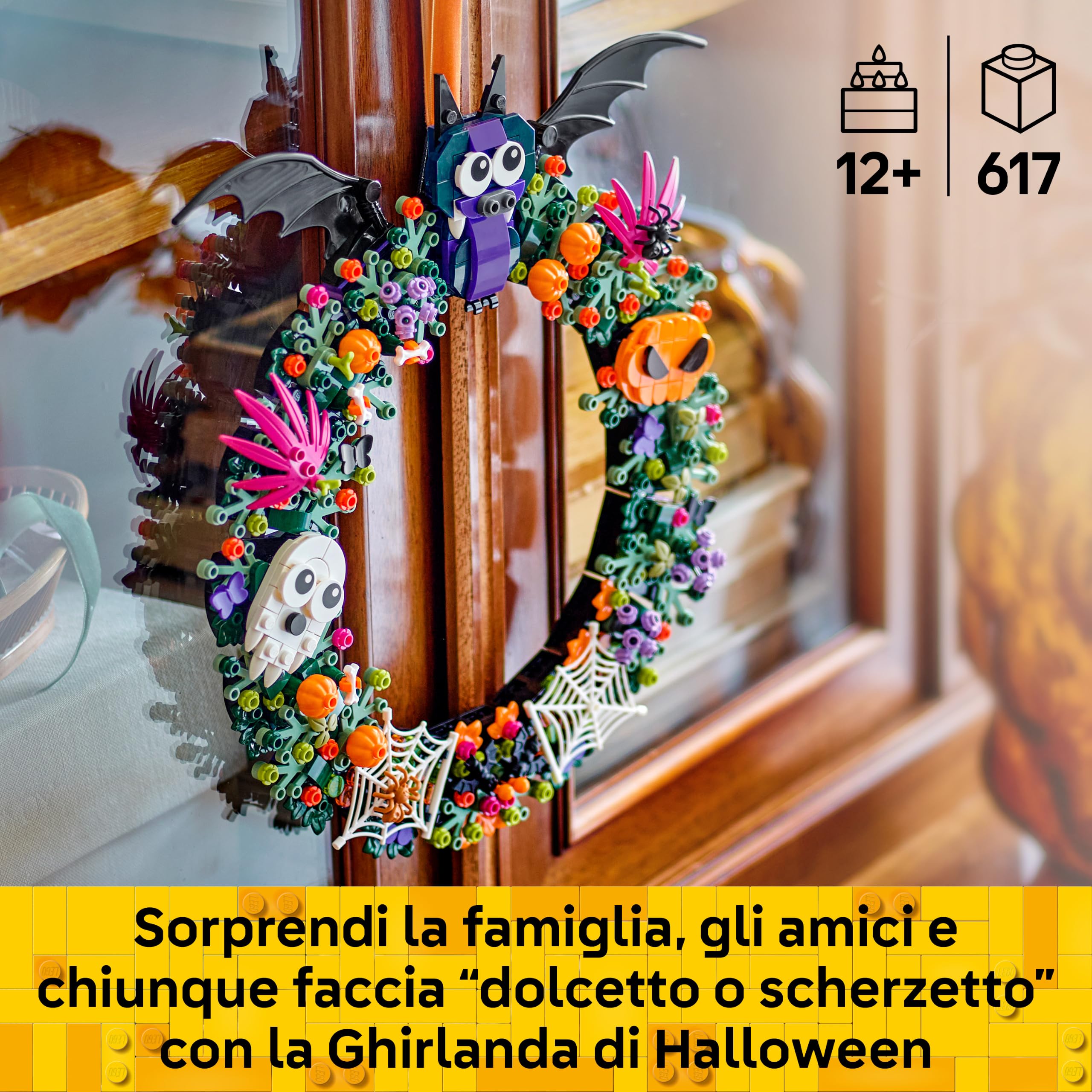 LEGO Ghirlanda di Halloween - Addobbo con Pipistrelli, Zucche, Fantasmi e Ragnatele - Decorazione da Parete - Idea Regalo per Ragazze, Ragazzi e Adolescenti da 12 Anni in su - 40825