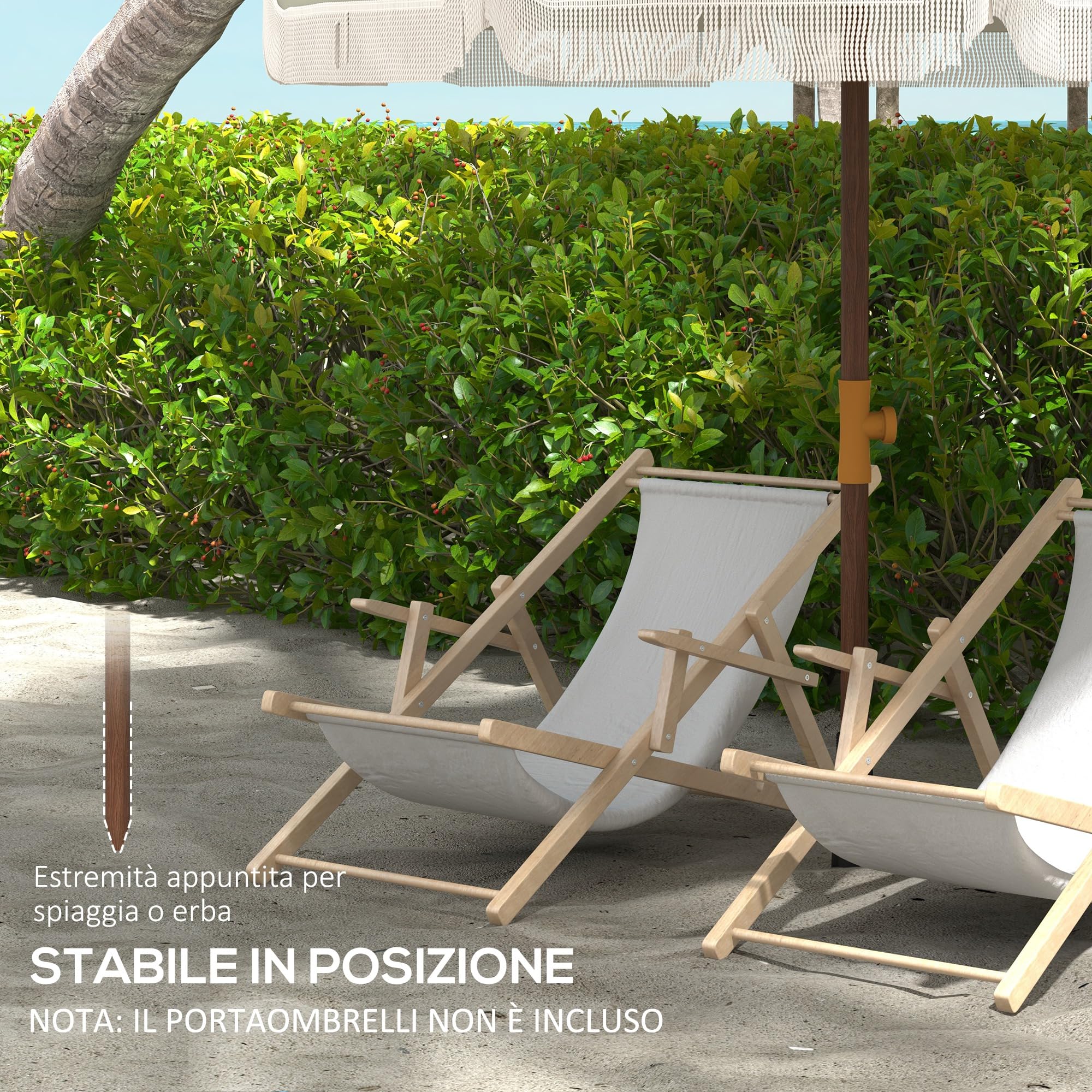 Outsunny Ombrellone da Spiaggia Ø1.9x2.1 m con Borsa di Trasporto, Ombrellone da Mare con 8 Stecche in Metallo e Poliestere 120g/㎡, Protezione UV40+