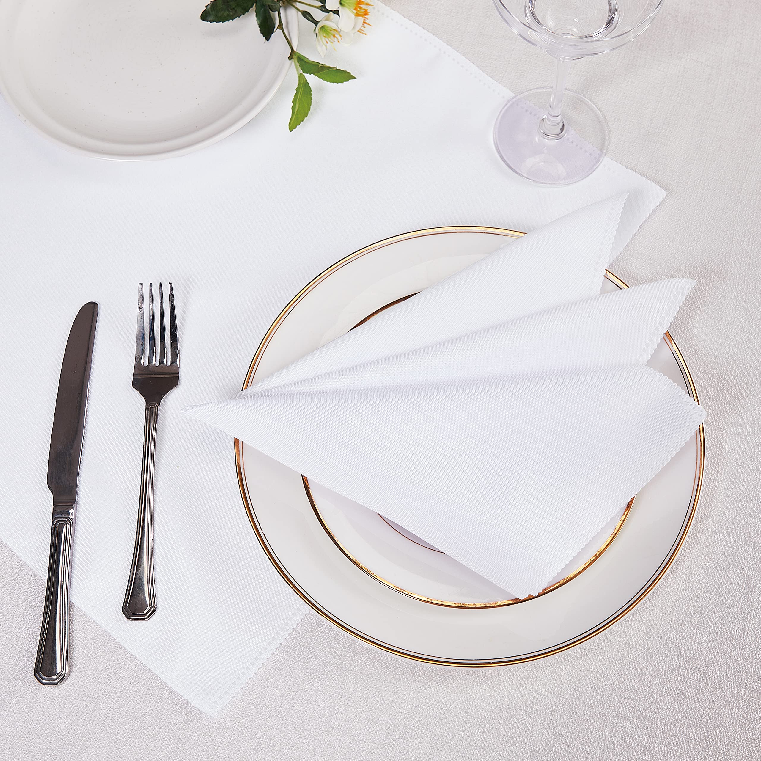 DOPENSPI Stoffservietten Weiß 43x43 Cm - 6er Set Aus Polyester Für Hochzeit & Feiern