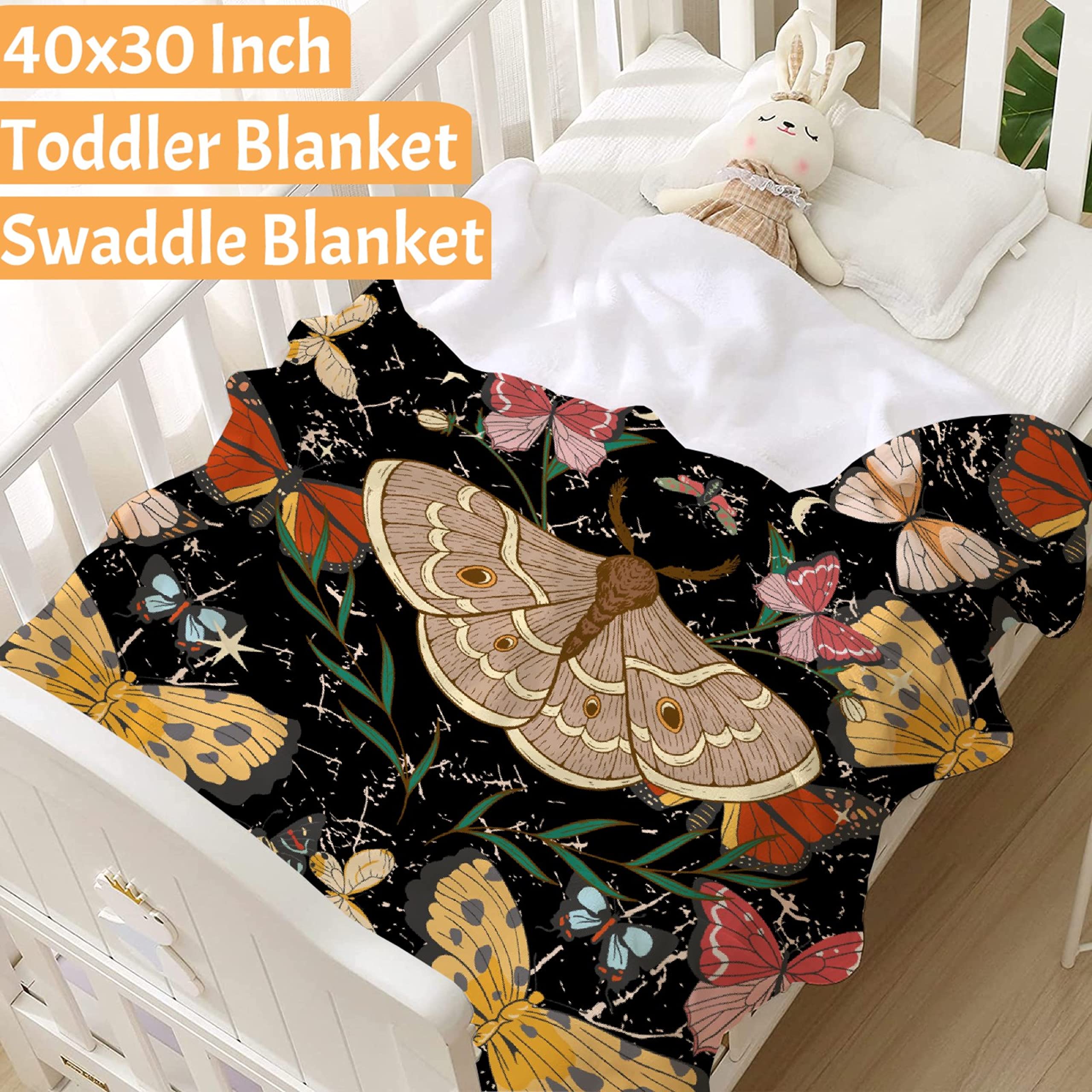 Butterfly Insects Fleece Flannel Throw Newborn Swaddle Blankets, Super Soft Cozy Stroller Blanket Pets Size 30